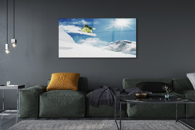 Obraz akrylowy Śnieg deska człowiek góry