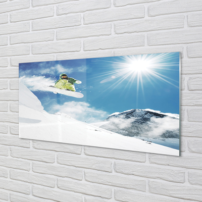 Obraz akrylowy Śnieg deska człowiek góry