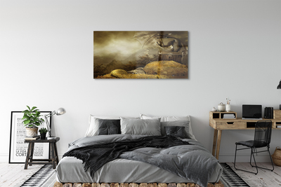 Obraz akrylowy Smok góry chmury złoto