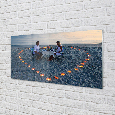 Obraz akrylowy Serce ze świeczek para morze