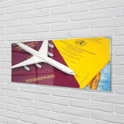 Obraz akrylowy Samolot paszport mapa