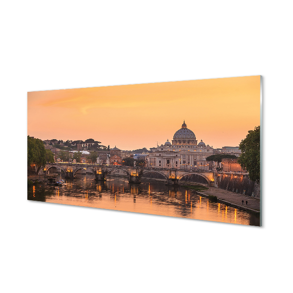 Obraz akrylowy Rzym Zachód słońca mosty rzeka budynki
