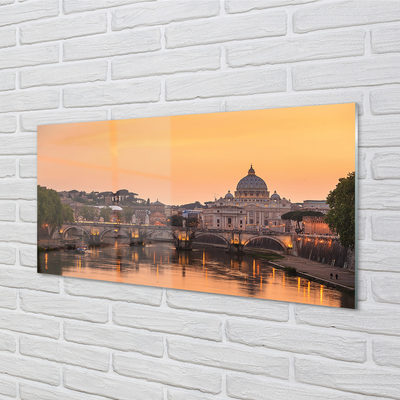 Obraz akrylowy Rzym Zachód słońca mosty rzeka budynki