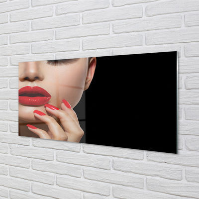 Obraz akrylowy Kobieta czerwone usta i paznokcie