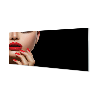 Obraz akrylowy Kobieta czerwone usta i paznokcie