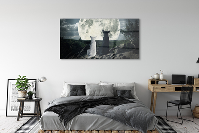 Obraz akrylowy Wilki księżyc las