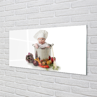 Obraz akrylowy Dziecko w garnku warzywa