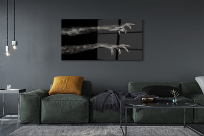 Obraz akrylowy Czarne tło brudne ręce
