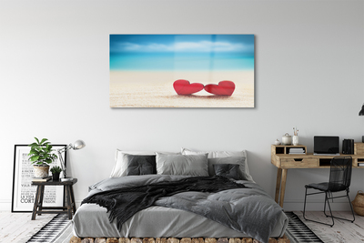 Obraz akrylowy Serca czerwone morze piasek