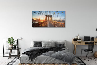 Obraz akrylowy Most wschód słońca wieżowce