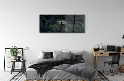 Obraz akrylowy Ciemno las postać drzewa