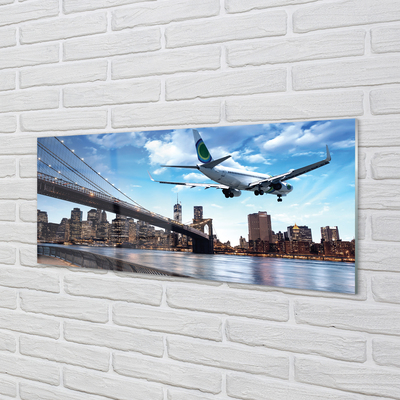 Obraz akrylowy Samolot miasto chmury
