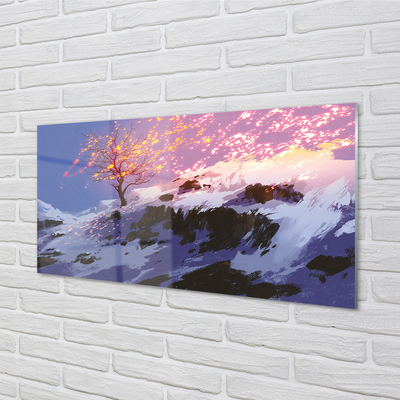 Obraz akrylowy Zima góry drzewo