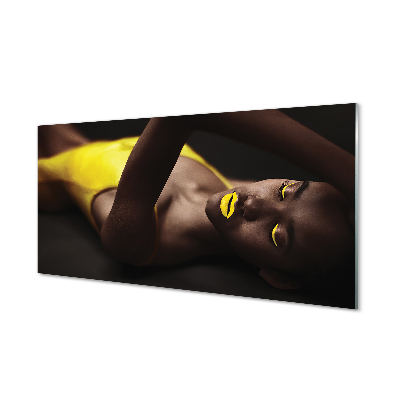 Obraz akrylowy Kobieta żółte usta