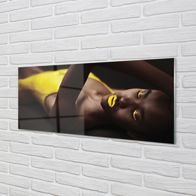 Obraz akrylowy Kobieta żółte usta