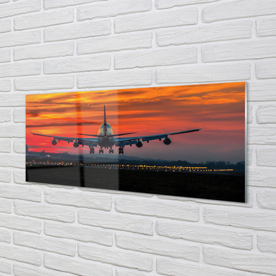Obraz akrylowy Zachód samolot chmury