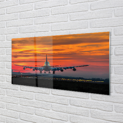 Obraz akrylowy Zachód samolot chmury