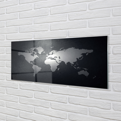 Obraz akrylowy Czarne tło biała mapa