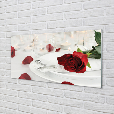 Obraz akrylowy Róże świeczki kolacja