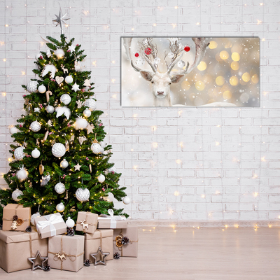 Obraz Akrylowy Biały Renifer Święta Bombki