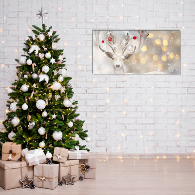 Obraz Akrylowy Biały Renifer Święta Bombki