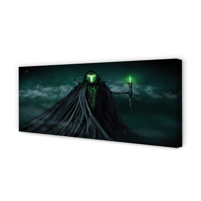Zdjęcie na płótnie Mroczna Postać i Zielony Ogień