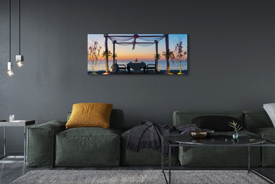 Obraz na płótnie Kolacja nad Morzem o Zachodzie