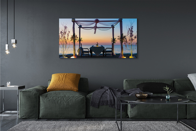 Obraz na płótnie Kolacja nad Morzem o Zachodzie