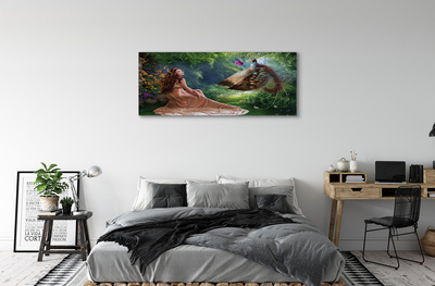 Zdjęcie na płótnie Kobieta z Bażantem w Lesie