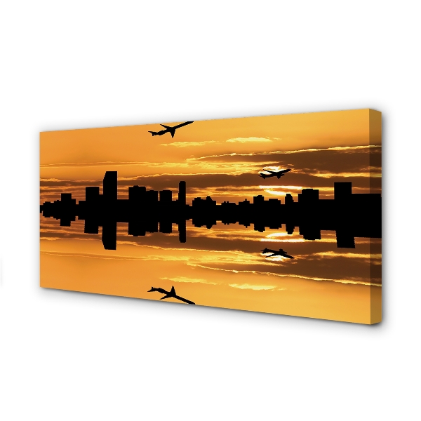 Obraz na płótnie Samoloty miasto słońce