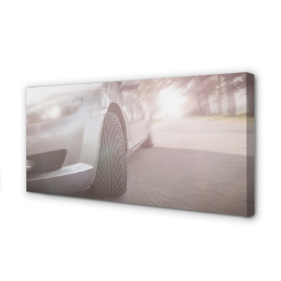 Obraz na płótnie Srebrne Auto w Mieście