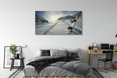 Obraz na płótnie Deska w śniegu góry