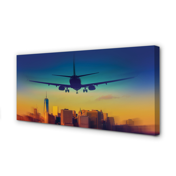 Duży obraz na płótnie Samolot o Zachodzie Słońca