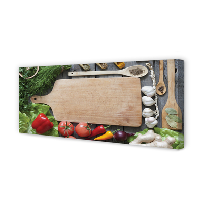 Fotoobraz na płótnie Przyprawy na Drewnianej Desce