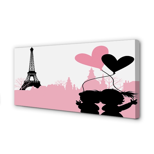 Obraz canvas na ścianę Serca nad Wieżą Eiffla