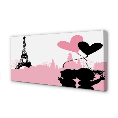 Obraz canvas na ścianę Serca nad Wieżą Eiffla