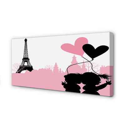 Obraz canvas na ścianę Serca nad Wieżą Eiffla