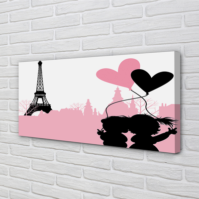 Obraz canvas na ścianę Serca nad Wieżą Eiffla