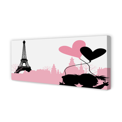 Obraz canvas na ścianę Serca nad Wieżą Eiffla