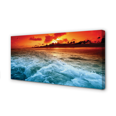 Obraz na płótnie Morze i Drzewa o Zachodzie