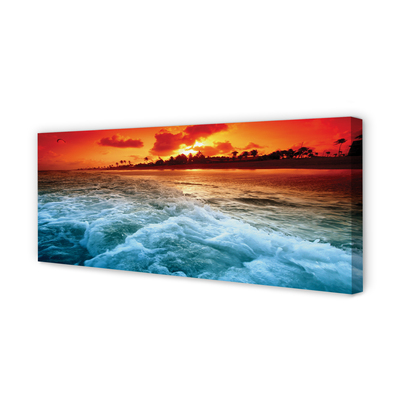 Obraz na płótnie Morze i Drzewa o Zachodzie