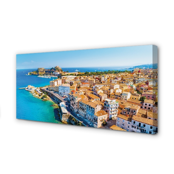 Obraz drukowany na płótnie Nadmorskie Miasteczko w Grecji