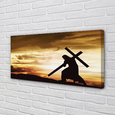 Obraz na płótnie Jezus krzyż zachód słońca