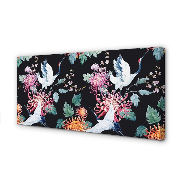 Obraz drukowany na płótnie Ptaki w Kwiatowej Kompozycji