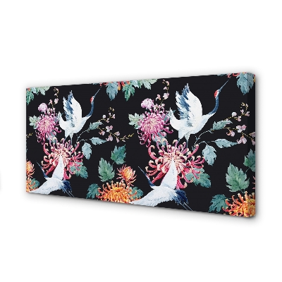 Obraz drukowany na płótnie Ptaki w Kwiatowej Kompozycji