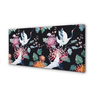 Obraz drukowany na płótnie Ptaki w Kwiatowej Kompozycji