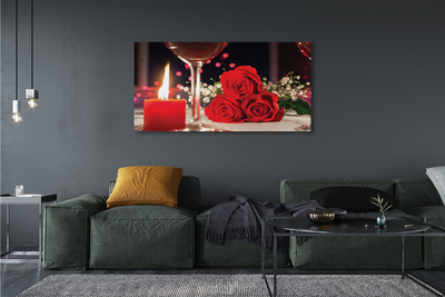 Zdjęcie na płótnie Róża, Świeca i Wino