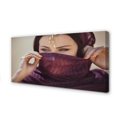 Obraz na płótnie Kobieta fioletowy materiał