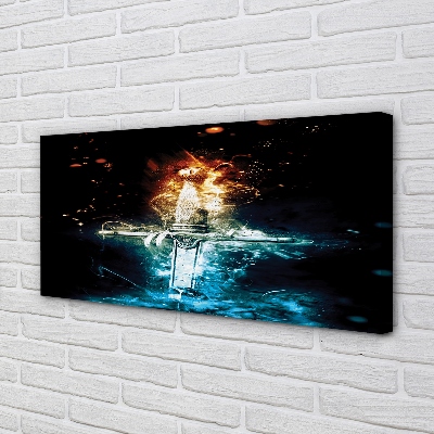 Zdjęcie na płótnie Miecz w Kolorowych Dymach