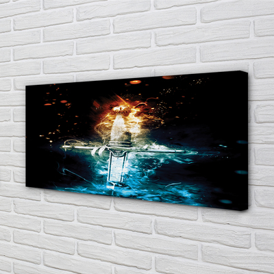 Zdjęcie na płótnie Miecz w Kolorowych Dymach